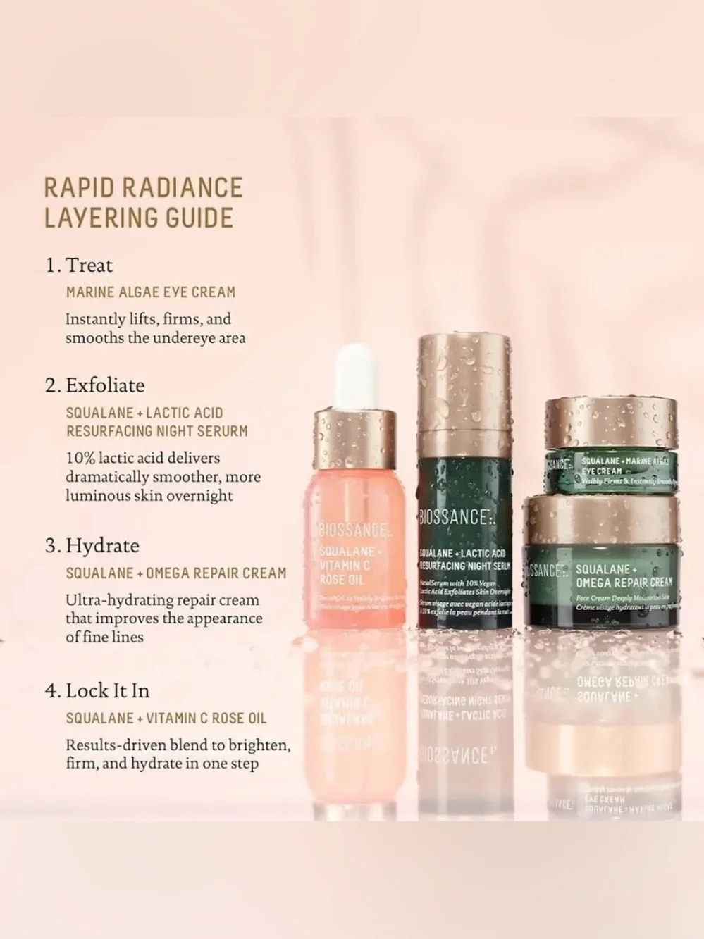 BIOSSANCE 5 Pc Overachievers Clean Routine Moisturizer & Serum Set